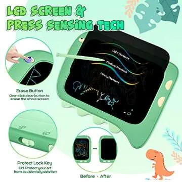 LCD Writing Tablet for Kids, Colorful Toddler Toys Doodle Board, Drawing Tablet, Reusable Electronic Pads Educational and Learning Toy Gift for 3-8 Years Old Boys and Girls