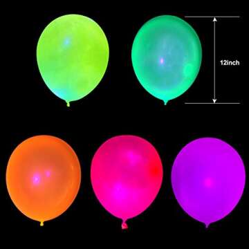 50 Pack Neon Glow Balloons Fluorescent Party Balloons 12inch Glow UV Blacklight Reactive Neon Balloons Glow in the dark Latex Balloons Fluorescent Glow Party Balloons Wedding Black Light Balloons