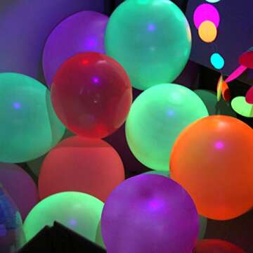 50 Pack Neon Glow Balloons Fluorescent Party Balloons 12inch Glow UV Blacklight Reactive Neon Balloons Glow in the dark Latex Balloons Fluorescent Glow Party Balloons Wedding Black Light Balloons
