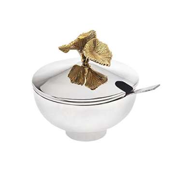 Godinger Jam Honey Jar with Spoon Gold Trimmed