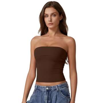 QINSEN Women's Strapless Tube Tops - Versatile Fashion