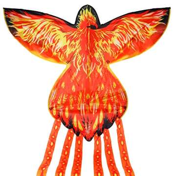 JEKOSEN Phoenix Huge Kite for Kids and Adults Easy to Fly Single Line String with Tail for Beach Tri...
