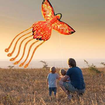 JEKOSEN Phoenix Huge Kite for Kids and Adults Easy to Fly Single Line String with Tail for Beach Trip Park Family Outdoor Games and Activities