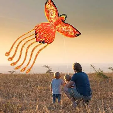 JEKOSEN Phoenix Huge Kite for Kids and Adults Easy to Fly Single Line String with Tail for Beach Trip Park Family Outdoor Games and Activities
