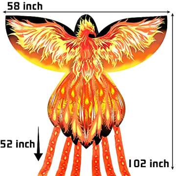 JEKOSEN Phoenix Huge Kite for Kids and Adults Easy to Fly Single Line String with Tail for Beach Trip Park Family Outdoor Games and Activities