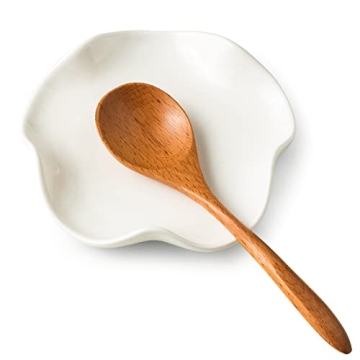 Miamolo Cute Spoon Rest for Stove Top, Ceramic Spoon Holder for Kitchen Counter, 5.3 Inches Coffee Spoon Holder Utensil Rest for Cooking Housewarming Wedding, White