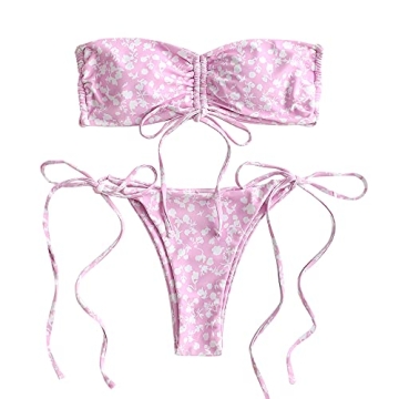ZAFUL Women's Floral Bikini Set Light Pink Perfect Fit
