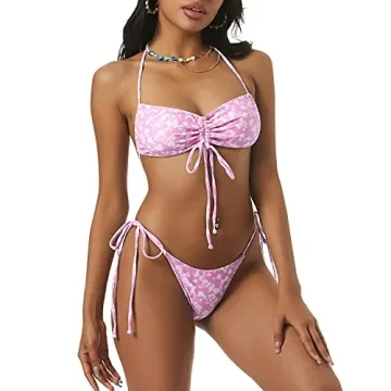 ZAFUL Women's Floral Bikini Set Light Pink Perfect Fit