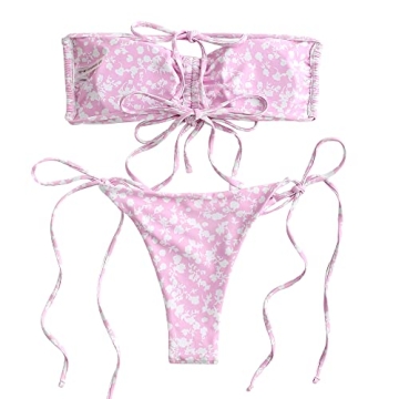 ZAFUL Women's Floral Bikini Set Light Pink Perfect Fit