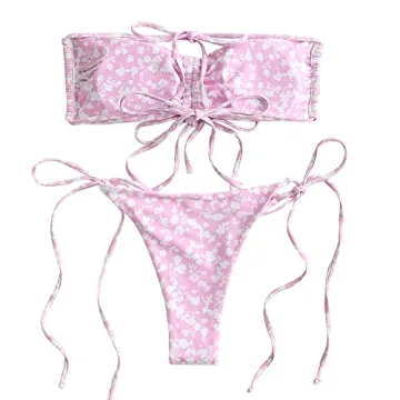 ZAFUL Women's Floral Bikini Set Light Pink Perfect Fit