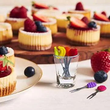 Cocktail Forks, 6-Piece Appetizer Forks, Fruit Shapes, Stainless Steel and Silicone Small Forks for ...