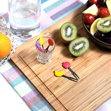 Cocktail Forks, 6-Piece Appetizer Forks, Fruit Shapes, Stainless Steel and Silicone Small Forks for Fruits, Cheese, Appetizers