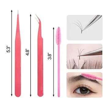BlingKingdom Stainless Steel Eyelash Extension Tweezers Straight and Curved Tip Eyelash Tweezers for Eyelash Extension Applications with Eyelash Brush