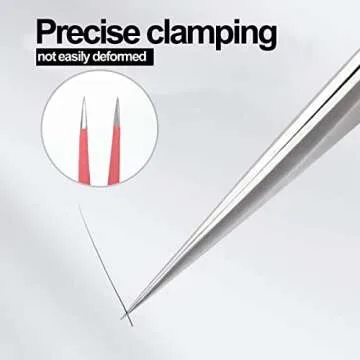 BlingKingdom Stainless Steel Eyelash Extension Tweezers Straight and Curved Tip Eyelash Tweezers for Eyelash Extension Applications with Eyelash Brush