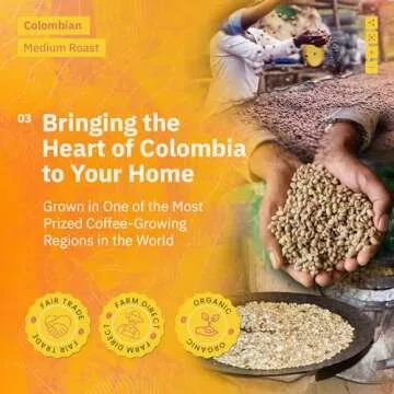 Colombian Medellín Coffee Beans - Single Origin Medium Roast Coffee Beans, Freshly Roasted To Order Organic Ground Coffee, Specialty Grade, Fair Trade and Non-GMO, Chocolate & Berry Notes - 12 oz