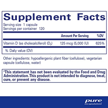 Pure Encapsulations Vitamin D3 125 mcg Supplement with Capsules