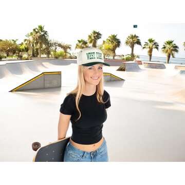 Funky Junque Vintage Trucker Hat for Women, Two-Tone Embroidered Adjustable Snapback Baseball Cap, C...