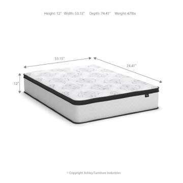 Signature Design by Ashley Full Size Chime 12 Inch Medium Firm Hybrid Mattress with Cooling Gel Memory Foam for Pressure Relief
