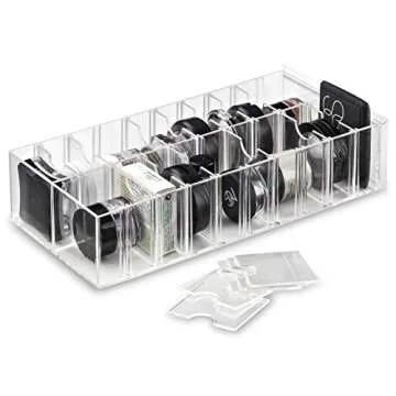 byAlegory Acrylic Universal Makeup Organizer Tower w/Removable Dividers Can Stand or Lay Flat on Vanity Desk or in Drawer | 20 Space Cosmetic Storage Container - Clear