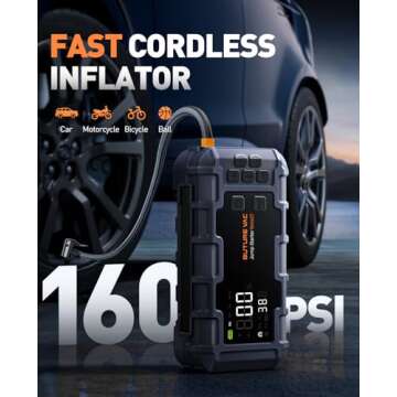 Powerful 10-in-1 Car Battery Jump Starter with Air Compressor