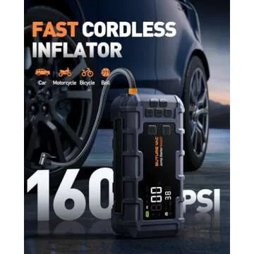 Powerful 10-in-1 Car Battery Jump Starter with Air Compressor