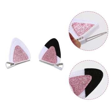 BaaSid Cute Cat Ears Hair Clips - Ideal for Parties, Daily Wear & Gifts