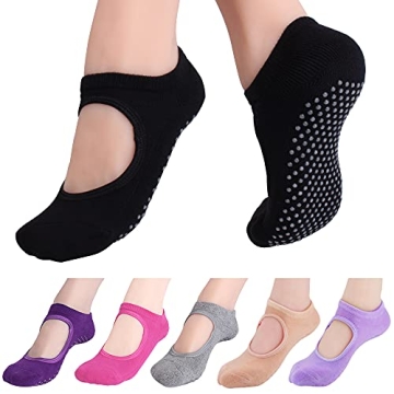 Hicdaw 4-12 Pairs Yoga Socks for Women Pilates Socks Non Slip Skid Socks for Pilates, Ballet, Dance,...