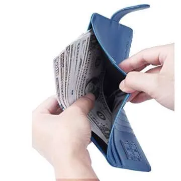 Passport Holder Cover Wallet RFID Blocking Leather Card Case Travel Accessories for Women Men (Blue)