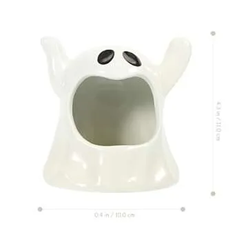 Halloween Candle Holder Cup, Ceramic Candlestick Cute Ghost Shape Tealight Cup for Spooky Party Table Centerpiece Decor