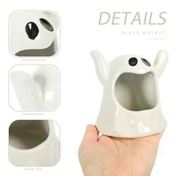 Halloween Candle Holder Cup, Ceramic Candlestick Cute Ghost Shape Tealight Cup for Spooky Party Table Centerpiece Decor