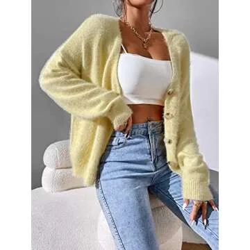 Beautiful SHENHE Women's Yellow Cardigan Sweater