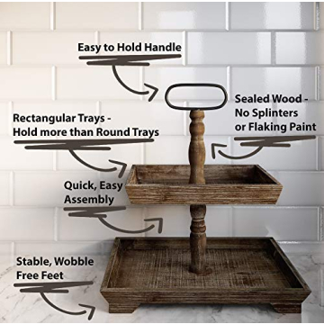 Farmhouse Tiered Tray Stand - Two Tier Tray - Wood Tiered Tray Decor Holder - 2 Tier Tray Stand Farmhouse - Wooden Tiered Stand Farmhouse - Two Tiered Tray Farmhouse - 2 Tiered Tray Farmhouse - Rustic