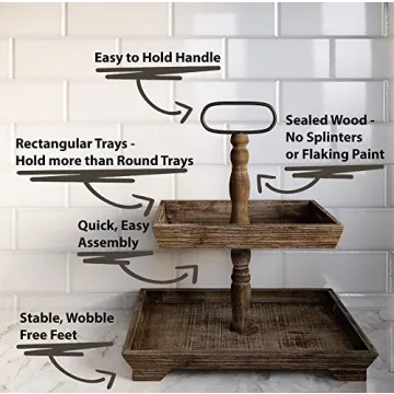Farmhouse Tiered Tray Stand - Two Tier Tray - Wood Tiered Tray Decor Holder - 2 Tier Tray Stand Farmhouse - Wooden Tiered Stand Farmhouse - Two Tiered Tray Farmhouse - 2 Tiered Tray Farmhouse - Rustic