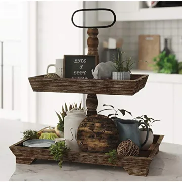 Farmhouse Tiered Tray Stand - Two Tier Tray - Wood Tiered Tray Decor Holder - 2 Tier Tray Stand Farmhouse - Wooden Tiered Stand Farmhouse - Two Tiered Tray Farmhouse - 2 Tiered Tray Farmhouse - Rustic