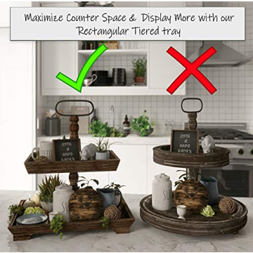 Farmhouse Tiered Tray Stand - Two Tier Tray - Wood Tiered Tray Decor Holder - 2 Tier Tray Stand Farmhouse - Wooden Tiered Stand Farmhouse - Two Tiered Tray Farmhouse - 2 Tiered Tray Farmhouse - Rustic