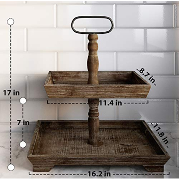Farmhouse Tiered Tray Stand - Two Tier Tray - Wood Tiered Tray Decor Holder - 2 Tier Tray Stand Farmhouse - Wooden Tiered Stand Farmhouse - Two Tiered Tray Farmhouse - 2 Tiered Tray Farmhouse - Rustic