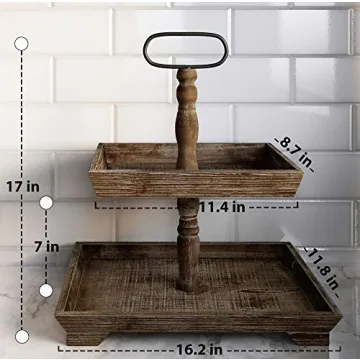 Farmhouse Tiered Tray Stand - Two Tier Tray - Wood Tiered Tray Decor Holder - 2 Tier Tray Stand Farmhouse - Wooden Tiered Stand Farmhouse - Two Tiered Tray Farmhouse - 2 Tiered Tray Farmhouse - Rustic