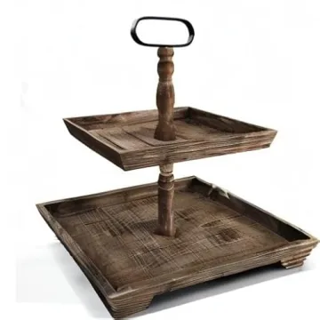 Farmhouse Tiered Tray Stand - Two Tier Tray - Wood Tiered Tray Decor Holder - 2 Tier Tray Stand Farmhouse - Wooden Tiered Stand Farmhouse - Two Tiered Tray Farmhouse - 2 Tiered Tray Farmhouse - Rustic