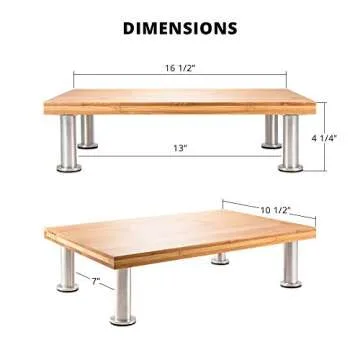 The Original Bamboo Monitor Stand (As Seen On PBS) - Monitor Riser for Computer Screen or Laptop - Desk Shelf Adds Storage Space & Improves Ergonomics - Natural