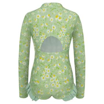 GRACE KARIN Girls Bathing Suits Size 10-12 One Piece Long Sleeve Swimsuits Beach Swimwear