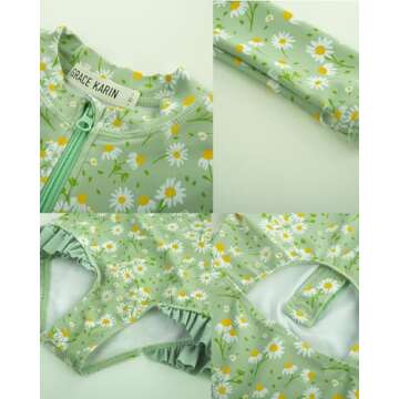 GRACE KARIN Girls Bathing Suits Size 10-12 One Piece Long Sleeve Swimsuits Beach Swimwear