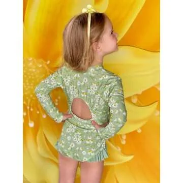 GRACE KARIN Girls Bathing Suits Size 10-12 One Piece Long Sleeve Swimsuits Beach Swimwear