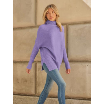 LILLUSORY Women's Turtleneck Oversized Tunic Sweater