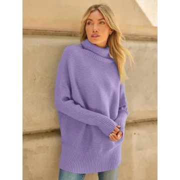 LILLUSORY Women's Turtleneck Oversized Tunic Sweater