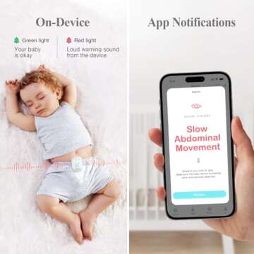 Sense-U Pro Baby Movement Monitor with Arousal Vibration, Movement/Rollover/Overheating Alerts, Audible & App Notifications, Easy Clip-On Design, Smart Sleep Monitor, FSA/HSA Eligible
