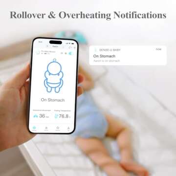 Sense-U Pro Baby Movement Monitor with Arousal Vibration, Movement/Rollover/Overheating Alerts, Audible & App Notifications, Easy Clip-On Design, Smart Sleep Monitor, FSA/HSA Eligible