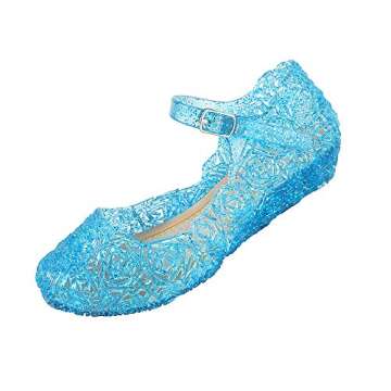 Qinyue.JF Girls' Cute Sparkle Sandals Fancy Dress Up Jelly Party Dancing Cosplay Shoes ????¡ì?o?Baby Girls Soft Crystal Plastic Shoes Children's Princess Shoes (11M US Little Kid, Blue)