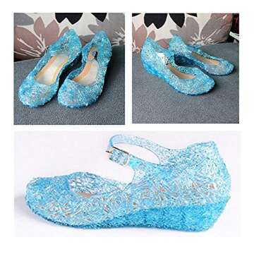 Qinyue.JF Girls' Cute Sparkle Sandals Fancy Dress Up Jelly Party Dancing Cosplay Shoes ????¡ì?o?Baby Girls Soft Crystal Plastic Shoes Children's Princess Shoes (11M US Little Kid, Blue)