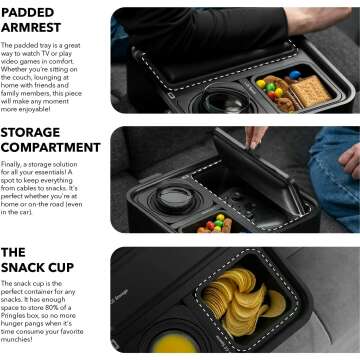 CouchConsole Cup Holder Tray for Snacks & Drinks
