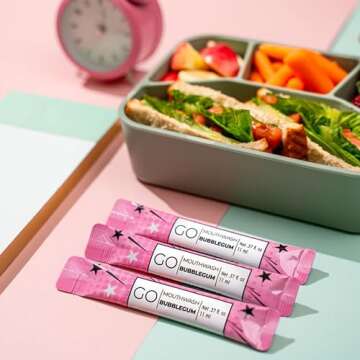 Go Mouthwash Packets Bubblegum Flavor - Adult and Kids Mouthwash with Fluoride Free Formula, Alcohol Free, Dye-Free Formula That Contains Xylitol - Perfect Bulk Mouthwash for Lunch Boxes and Travel